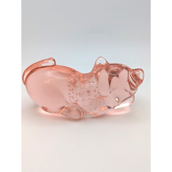 Fenton Glass Sleeping Cat-Clear Pink Rose Peach Glossy - Picture 3 of 7